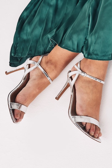 Silver Regular/Wide Fit Forever Comfort® Strappy Skinny Heel Sandals