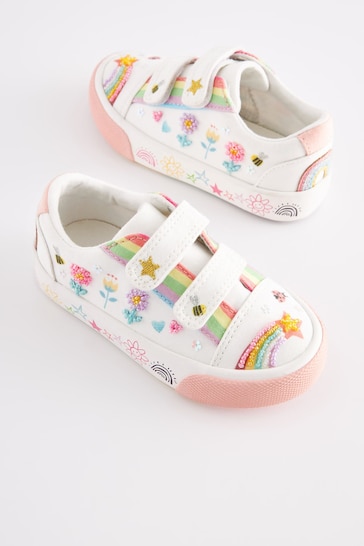 White Rainbow Embellished Standard Fit (F) Trainers