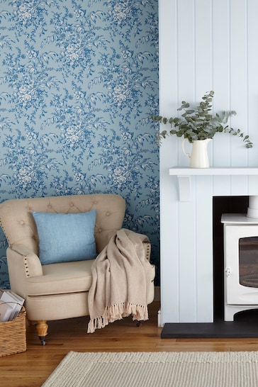 Laura Ashley Pale Seaspray Blue Picardie Wallpaper Wallpaper