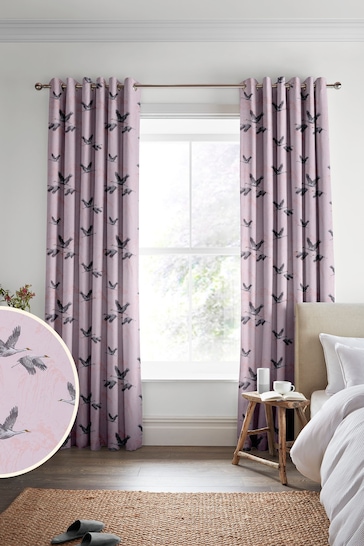 Laura Ashley Blush Pink Animalia Embroidered Made To Measure Curtains