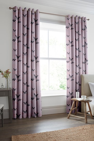 Laura Ashley Blush Pink Animalia Embroidered Made To Measure Curtains