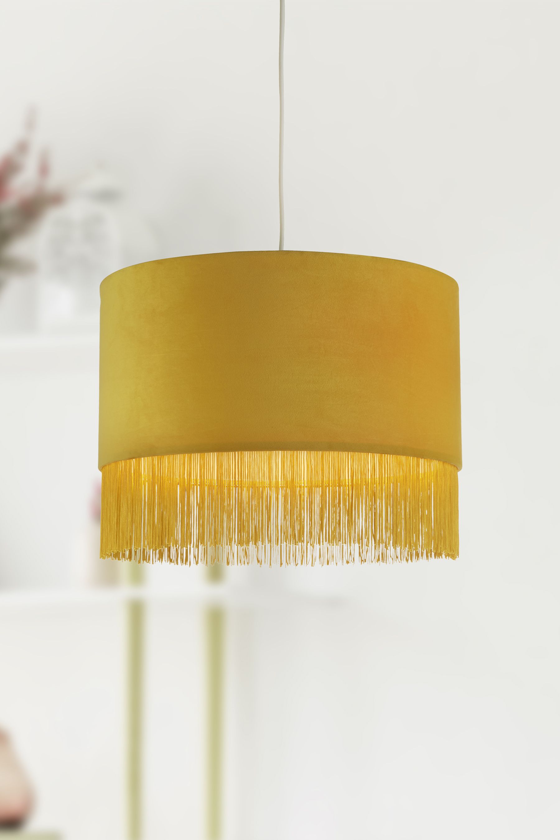 Mustard outlet fringe lampshade