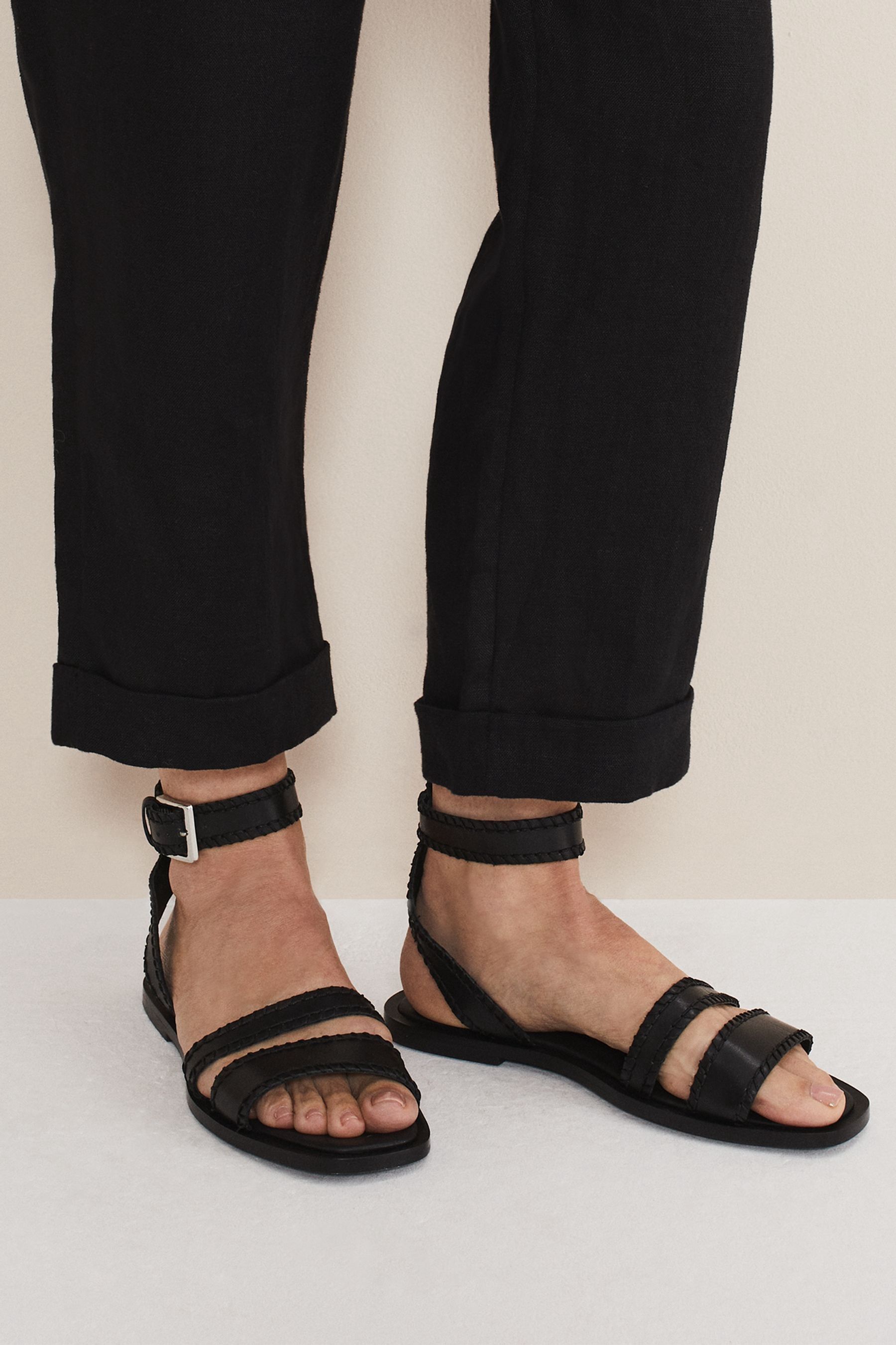 Next flat black sandals best sale