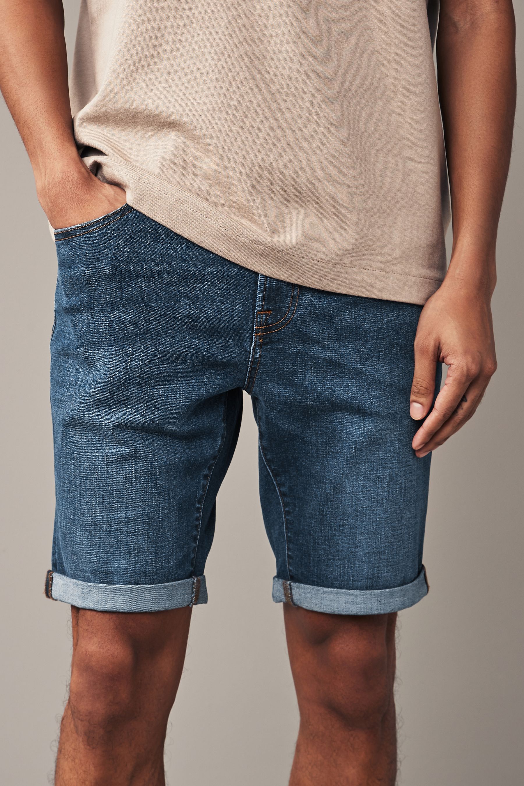 Buy Mid Blue Skinny Stretch Denim Shorts from the Next UK online shop