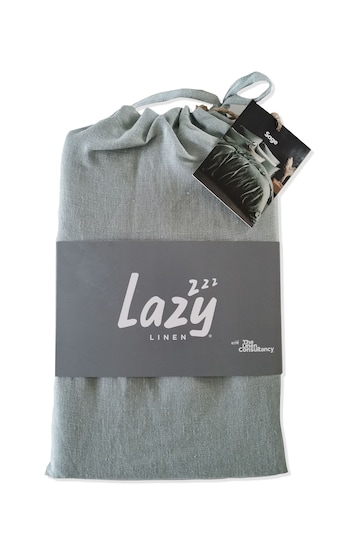 Lazy Linen Green 100% Washed Linen Duvet Cover
