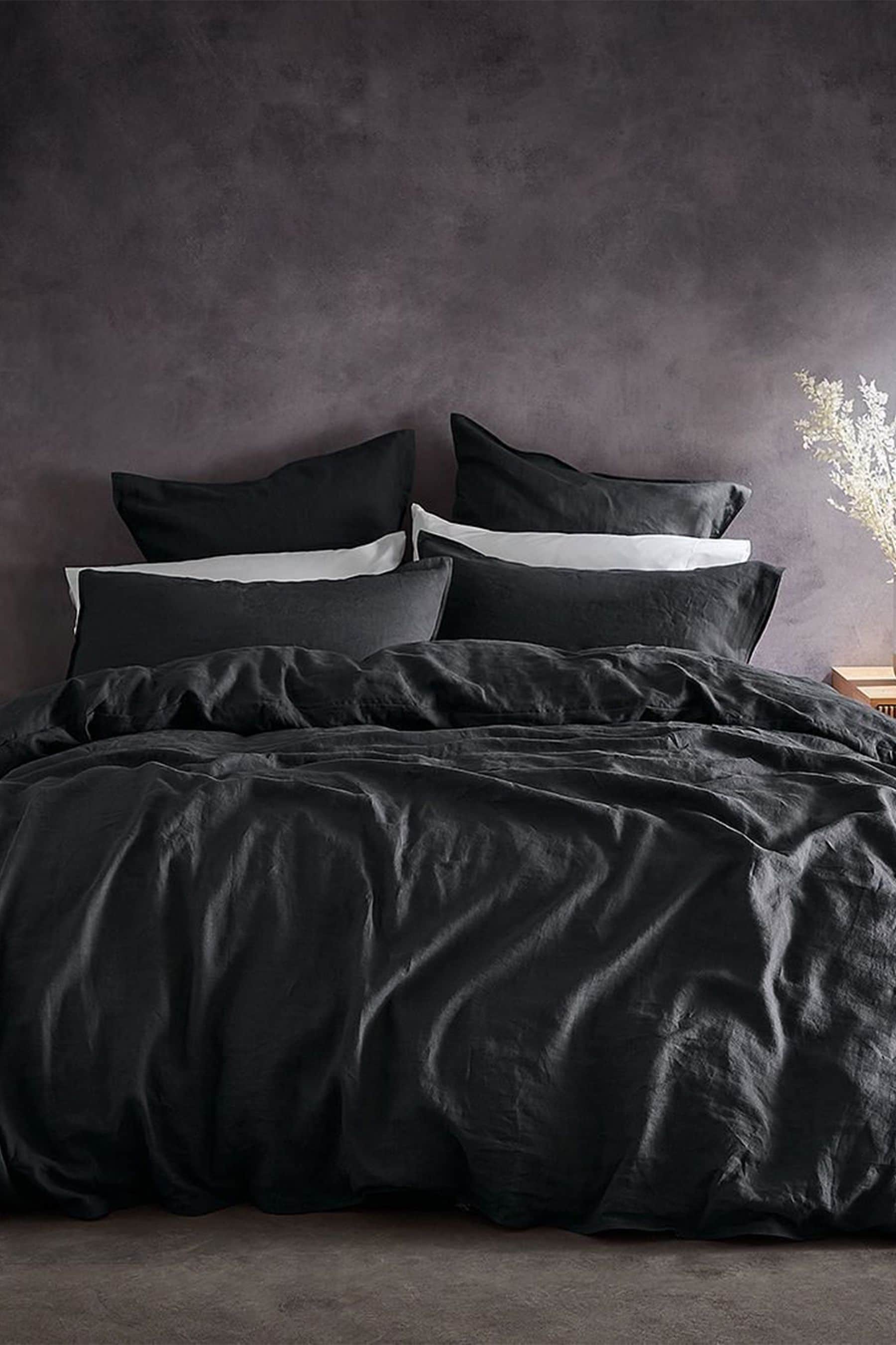 Black linen pillowcases top