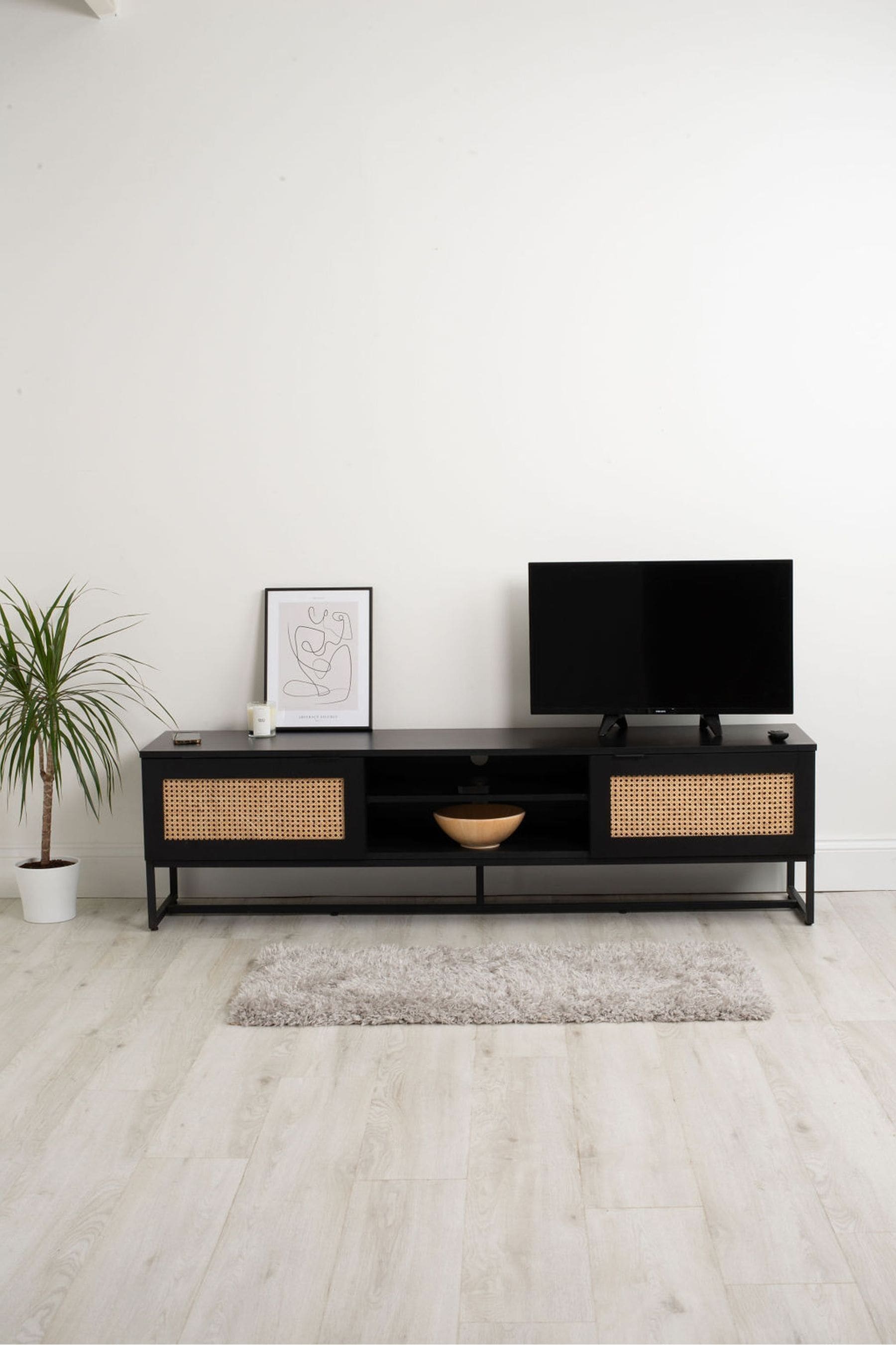 Koble Black Mia Smart Rattan TV Stand