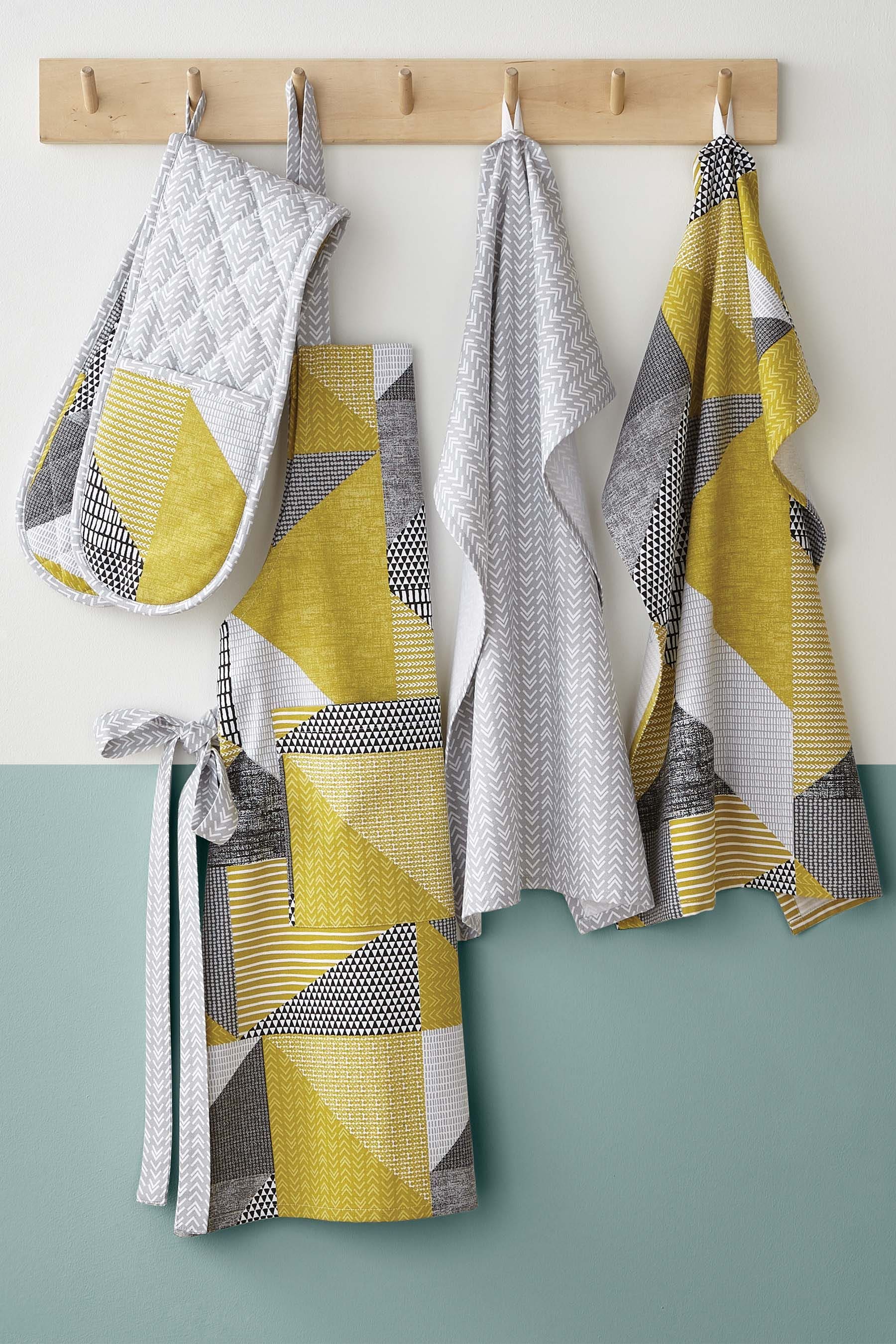 Yellow and grey tea towels clearance