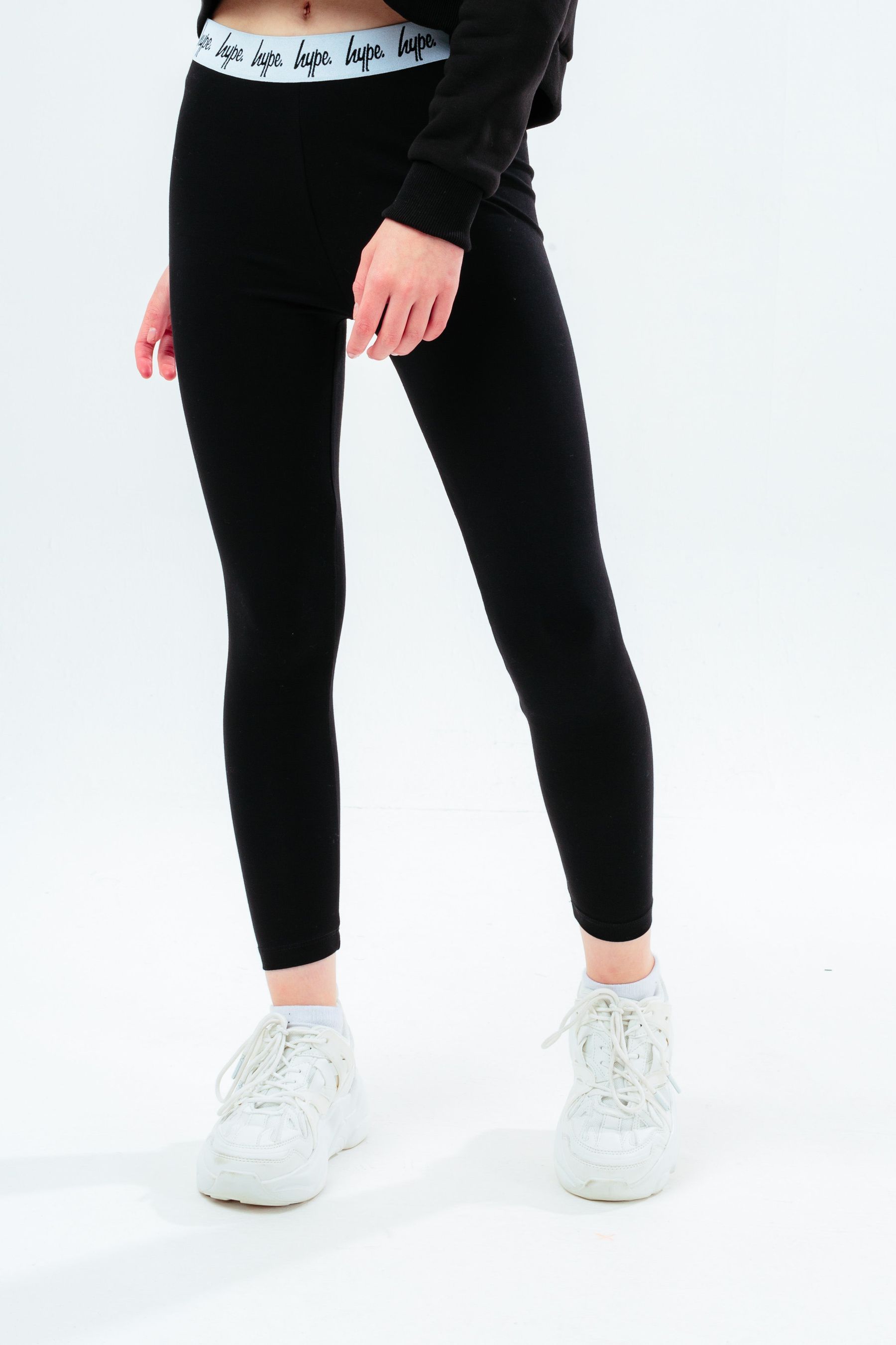 Topshop Tall full length heavy weight leggings with deep waistband in black  | ASOS