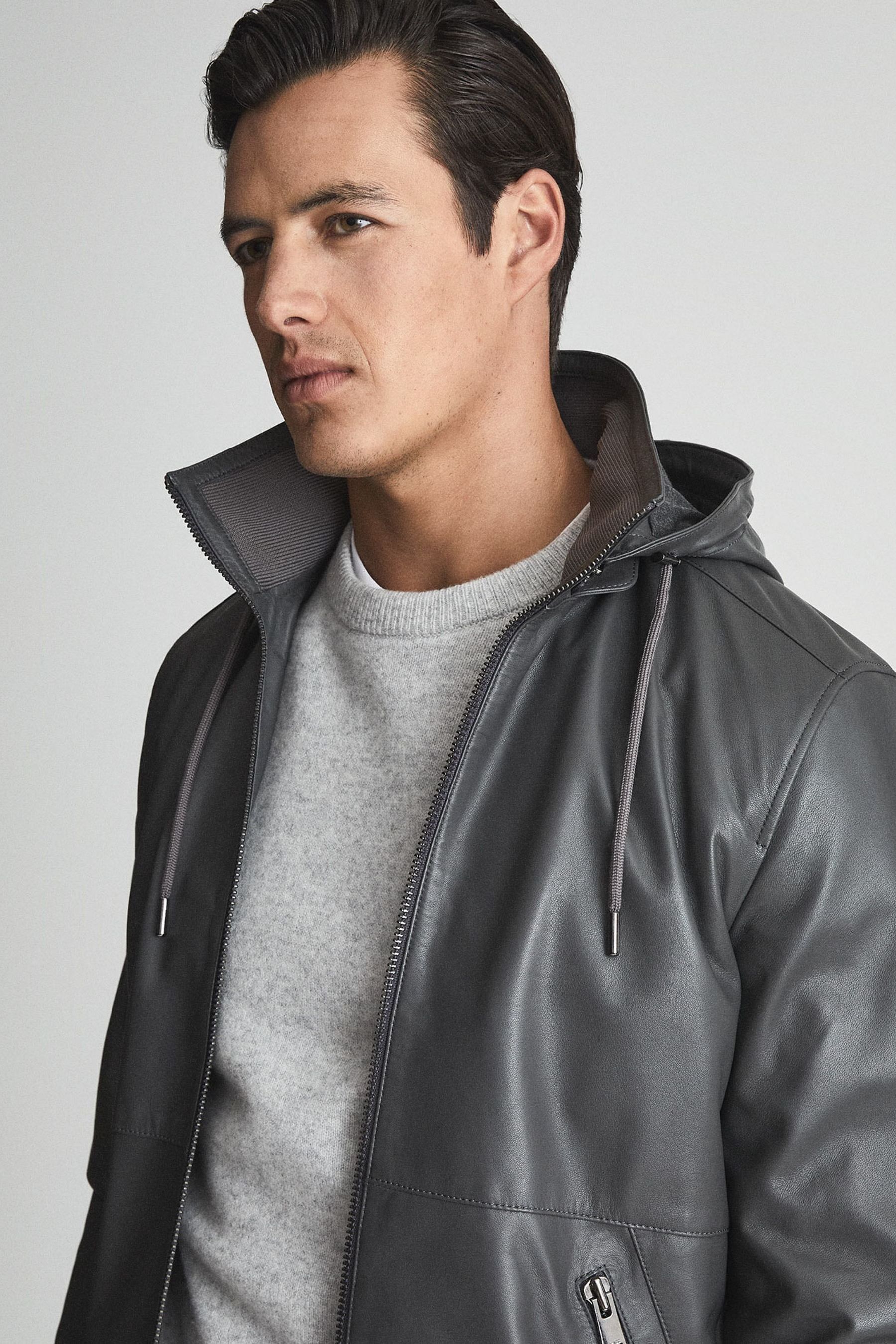 Vince hooded leather jacket top