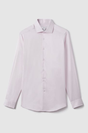 Reiss Pink Remote Slim Fit Cotton Sateen Shirt