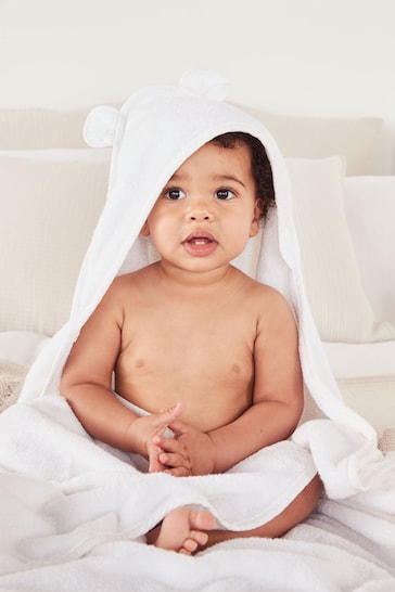 The White Company White Baby Bear Hooded Towel