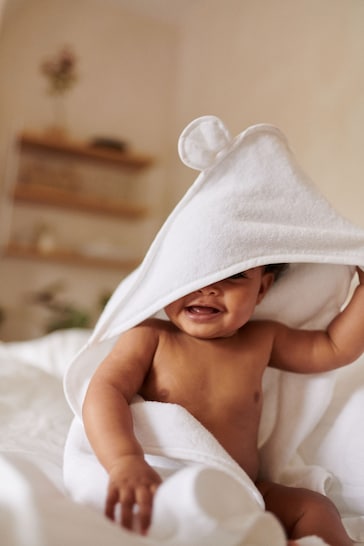 The White Company White Baby Bear Hooded Towel
