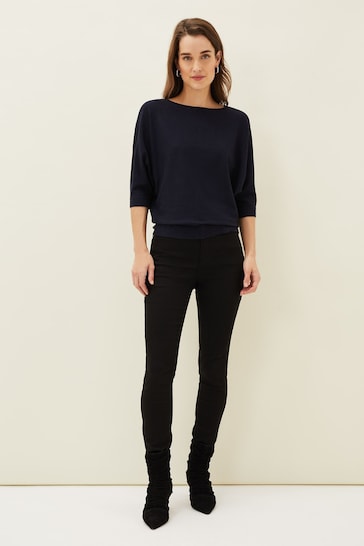 Phase Eight Blue Cristine Batwing Fine Knit Jumper