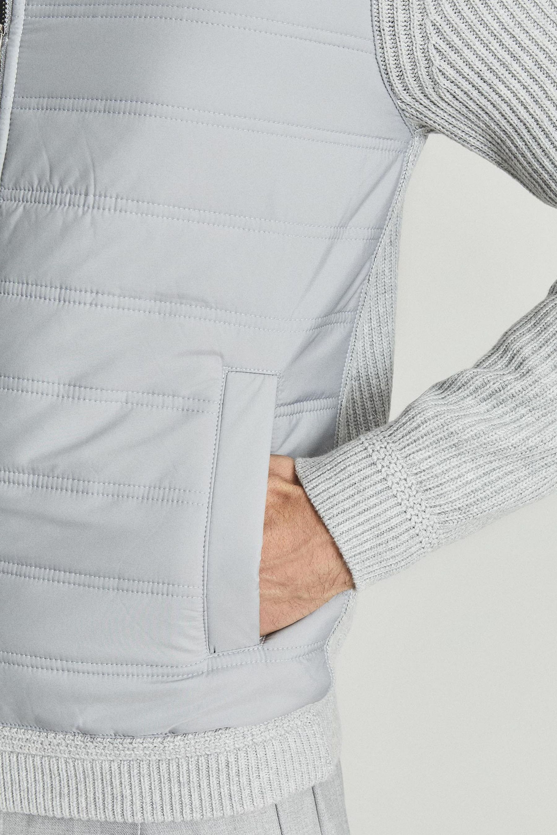 Buy Reiss Grey Trainer Hybrid Zip Through Quilted Jumper from the