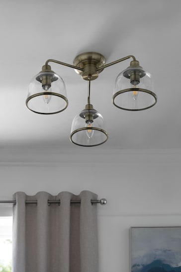 Brass Gloucester 3 Light Flush Ceiling Light