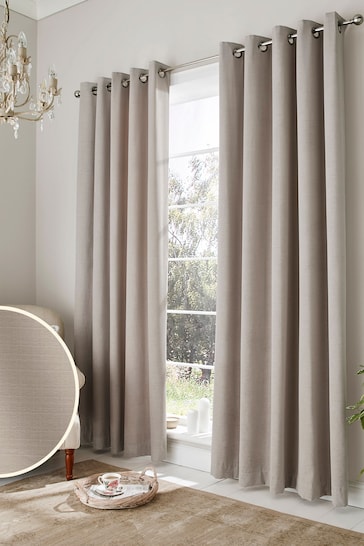Laura Ashley Dove Grey Abbot Blackout Thermal Eyelet Curtains