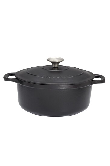 Dexam Matte Black Round 24cm Cast Iron Casserole