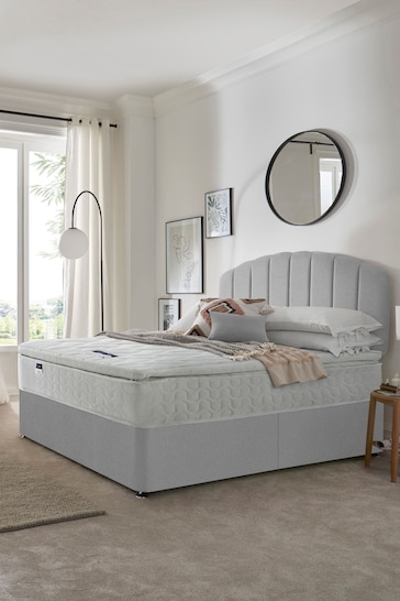 Silentnight Grey Miracoil Pillow Top Mattress and Divan Base Bed Set