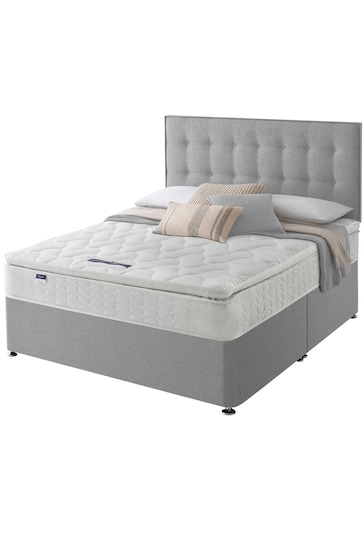 Silentnight Grey Miracoil Pillow Top Mattress and Divan Base Bed Set
