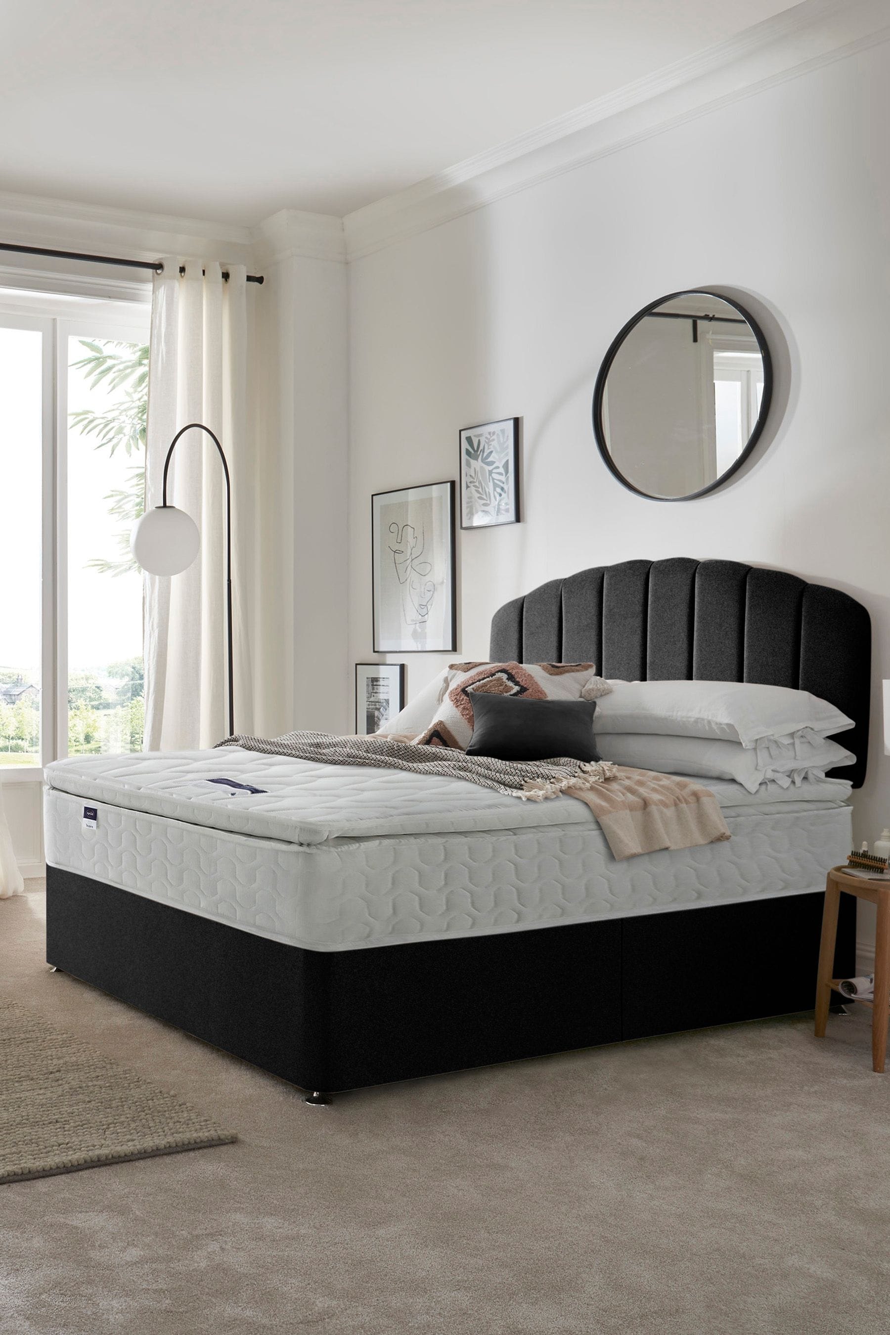 Black pillow deals top mattress