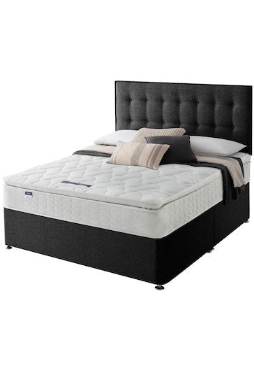 Silentnight Black Miracoil Pillow Top Mattress and Divan Base Bed Set