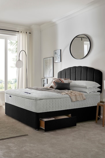 Silentnight Black Miracoil Pillow Top Mattress and 2 Drawer Divan Base Bed Set