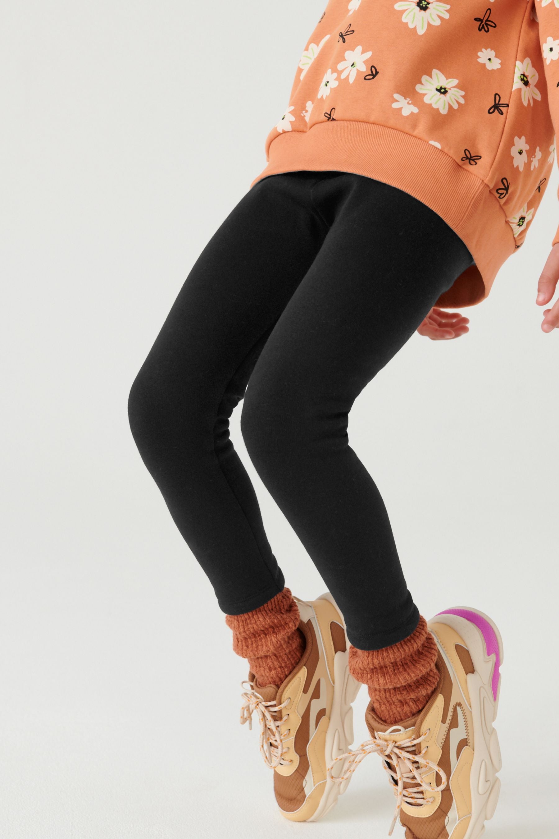 Black Regular Length Cosy Fleece Lined Leggings 3 16yrs