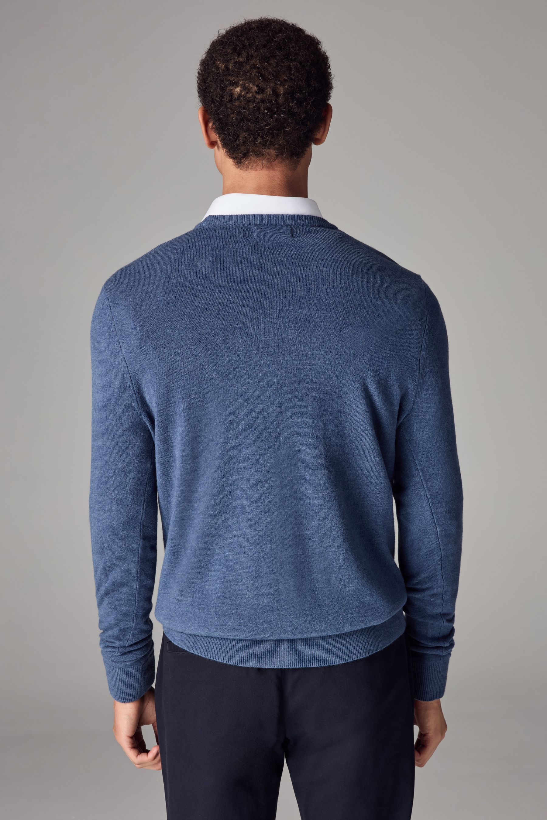 Mens blue crew neck jumper hotsell