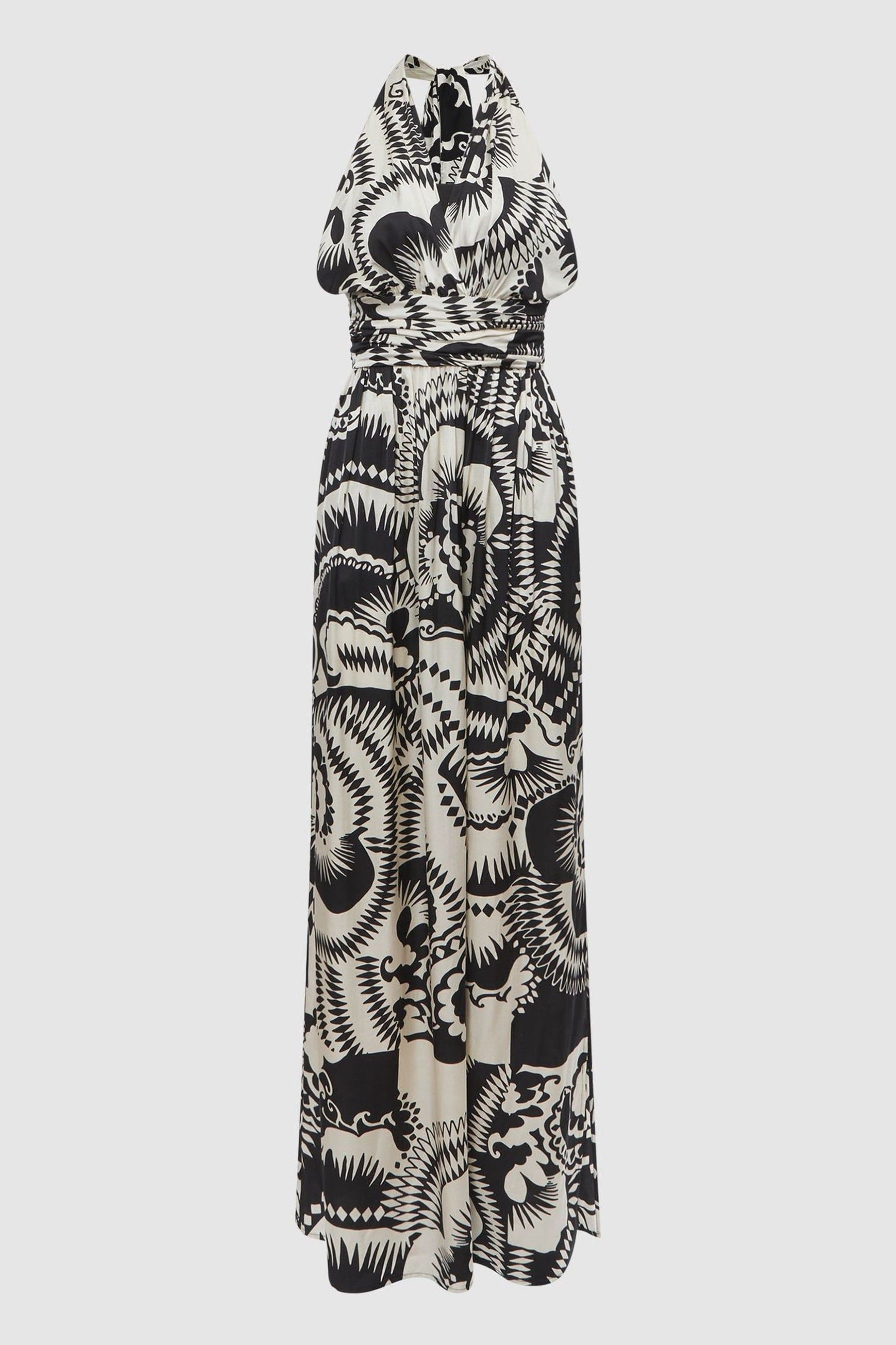 Buy Reiss Black White Hallie Printed Halter Neck Maxi Dress from the Next UK online shop