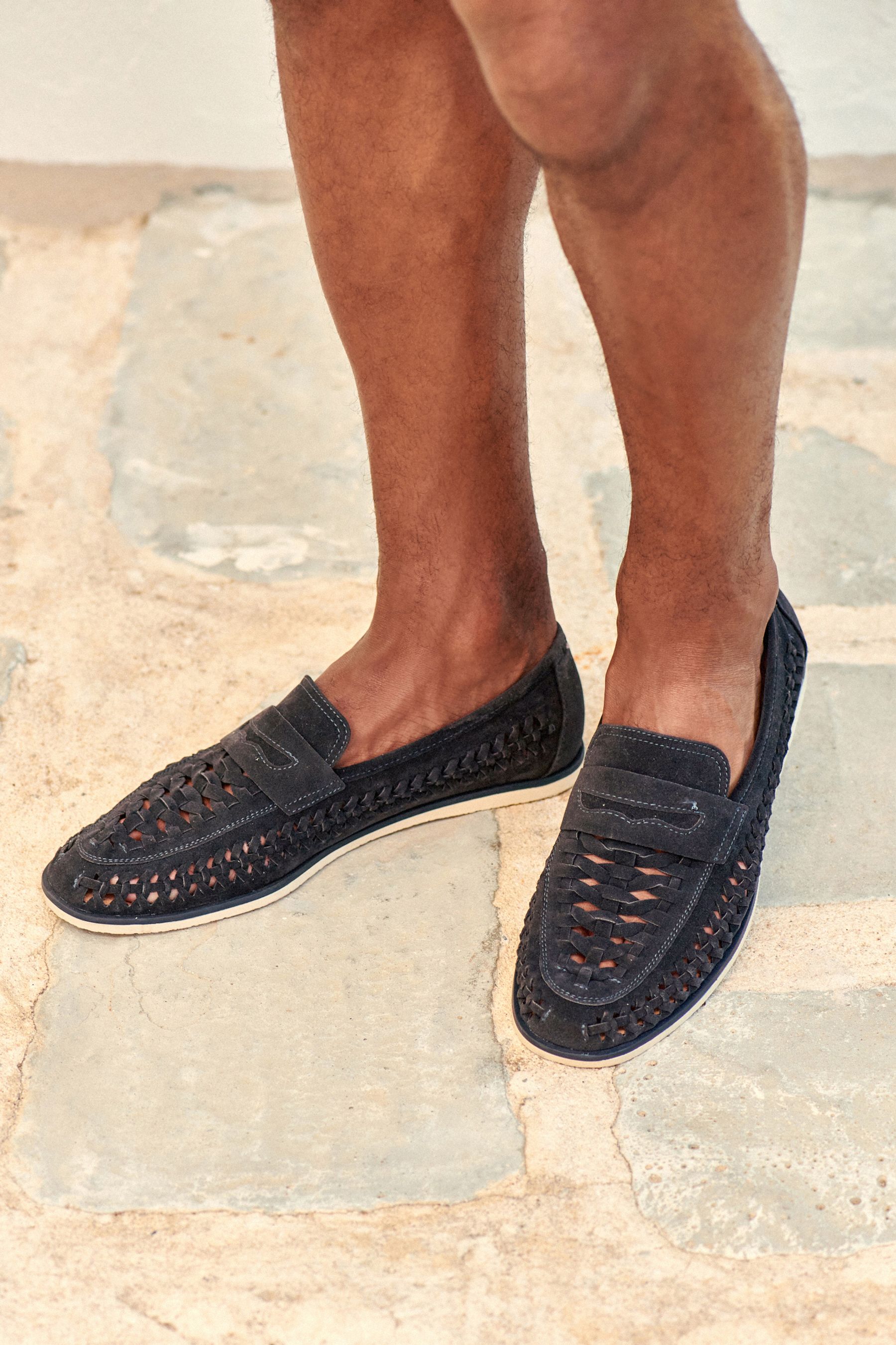 Buy Navy Blue Weave Loafers from the Next UK online shop