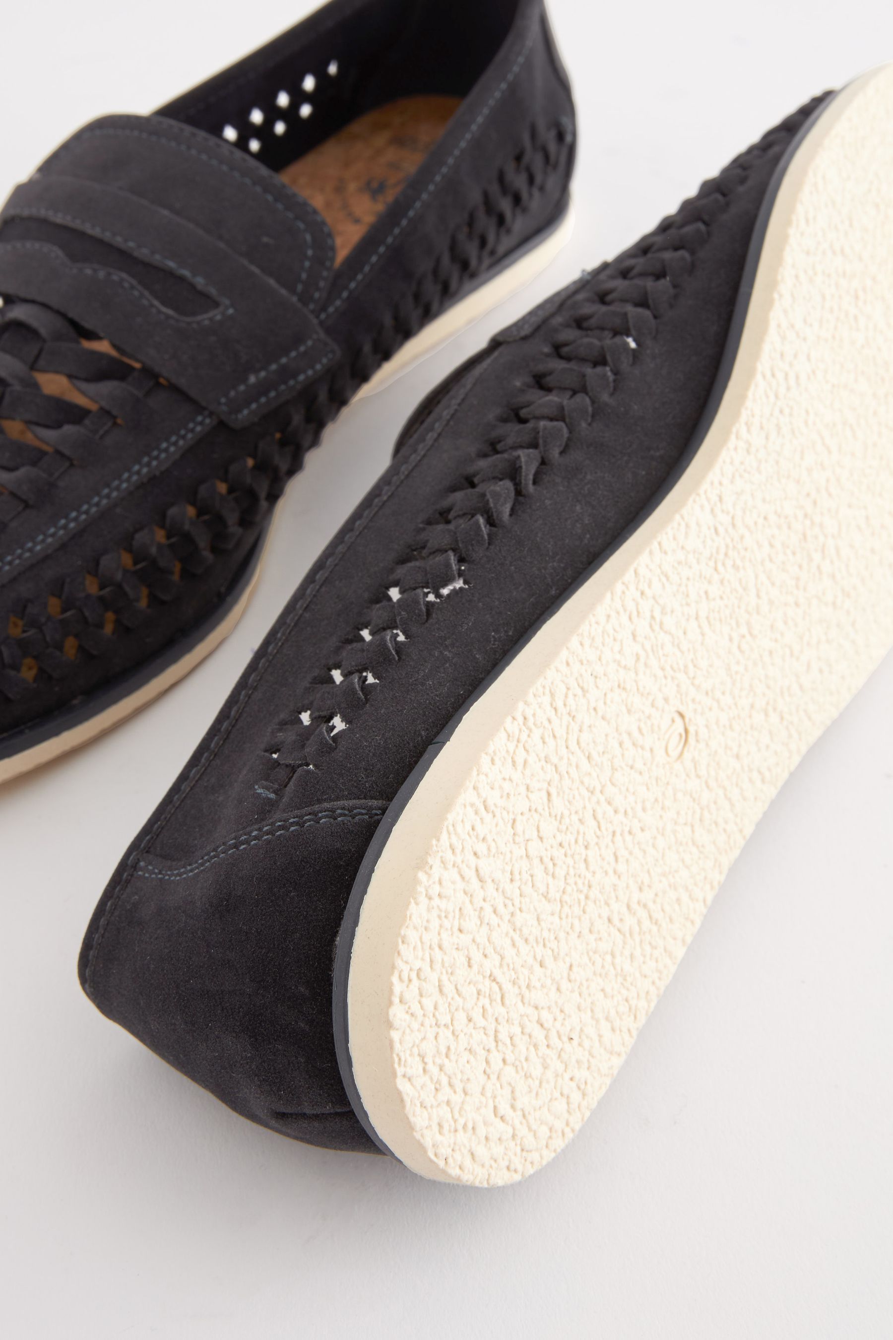 Navy weave loafers online