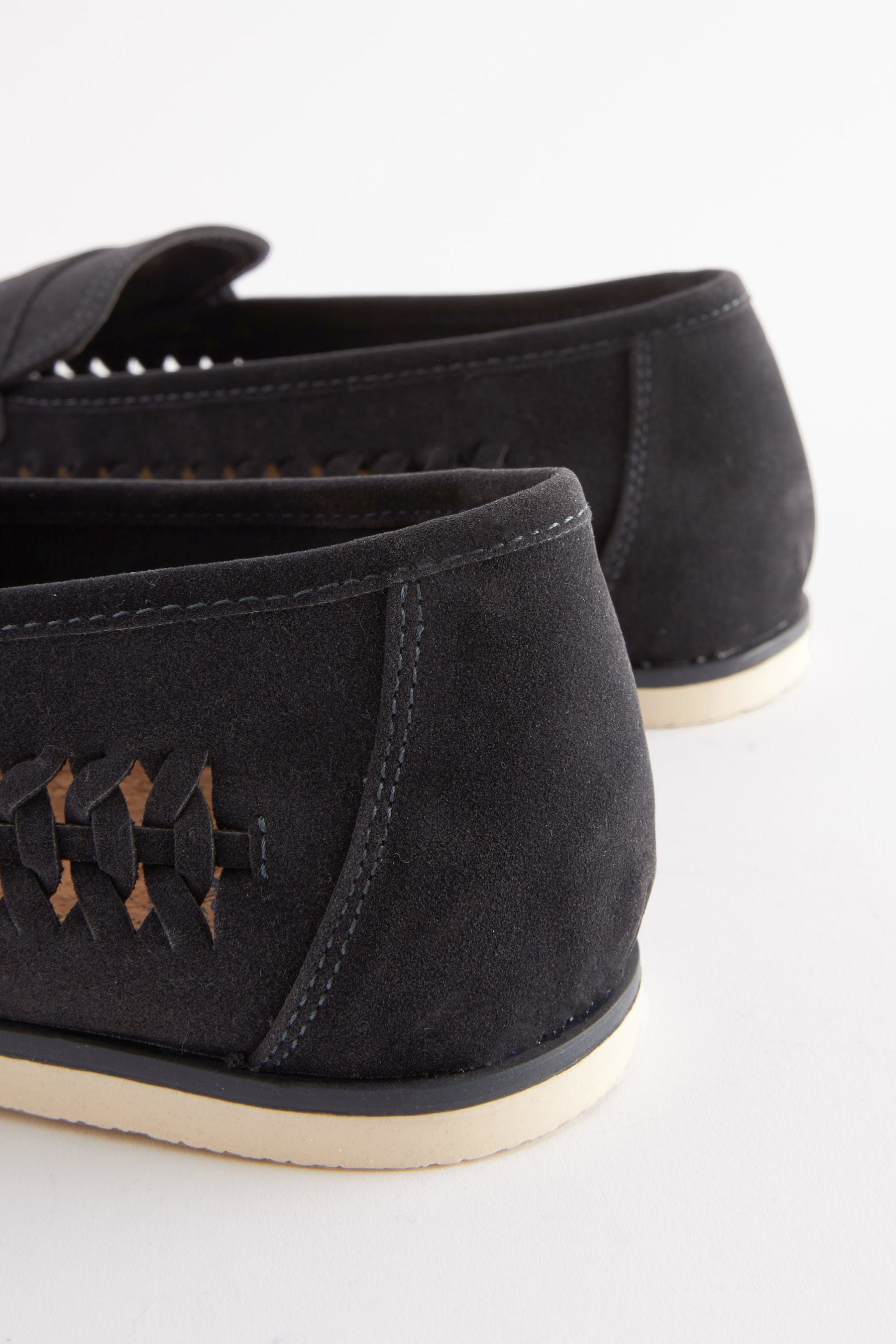 Navy cheap weave loafers