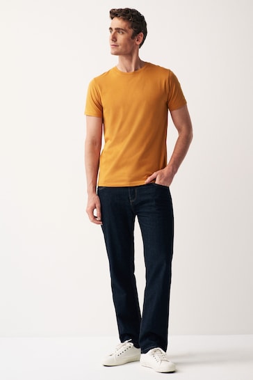 Yellow Amber Regular Fit Essential Crew Neck T-Shirt