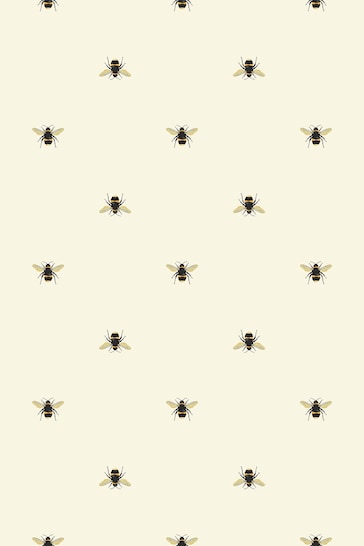 Joules Creme Botanical Bee Wallpaper Sample Wallpaper