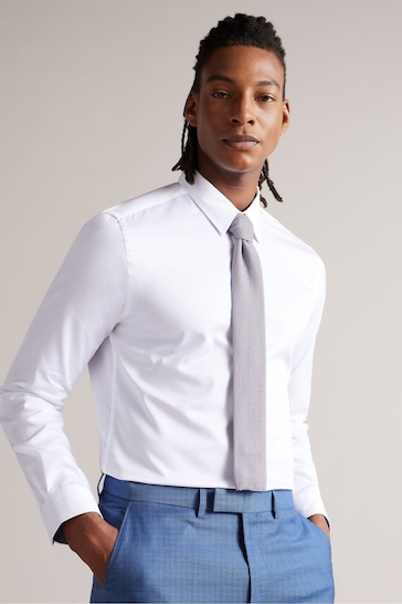 Ted Baker White Holmess Long Sleeve Slim Fit Shirt
