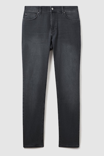 Reiss Grey Robin Slim Fit Washed Jersey Jeans