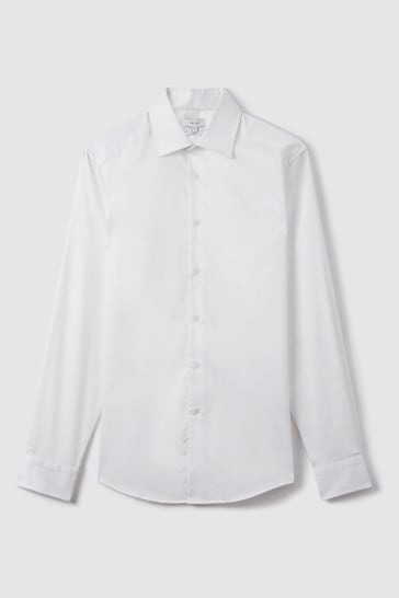 Reiss White Frontier Slim Fit Cotton Blend Shirt