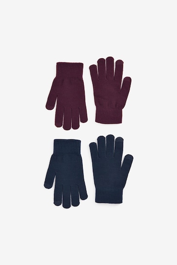 Navy/Red Magic Touchscreen Gloves 2 Pack