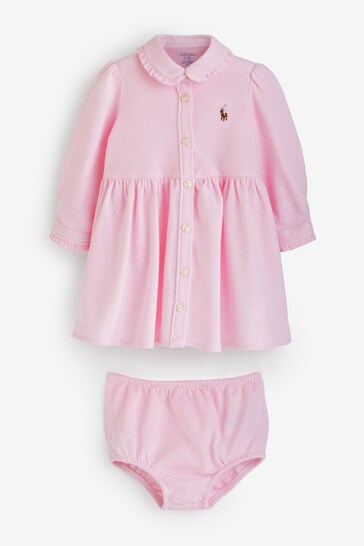 Polo Ralph Lauren Baby Pink Long Sleeve Shirt Dress