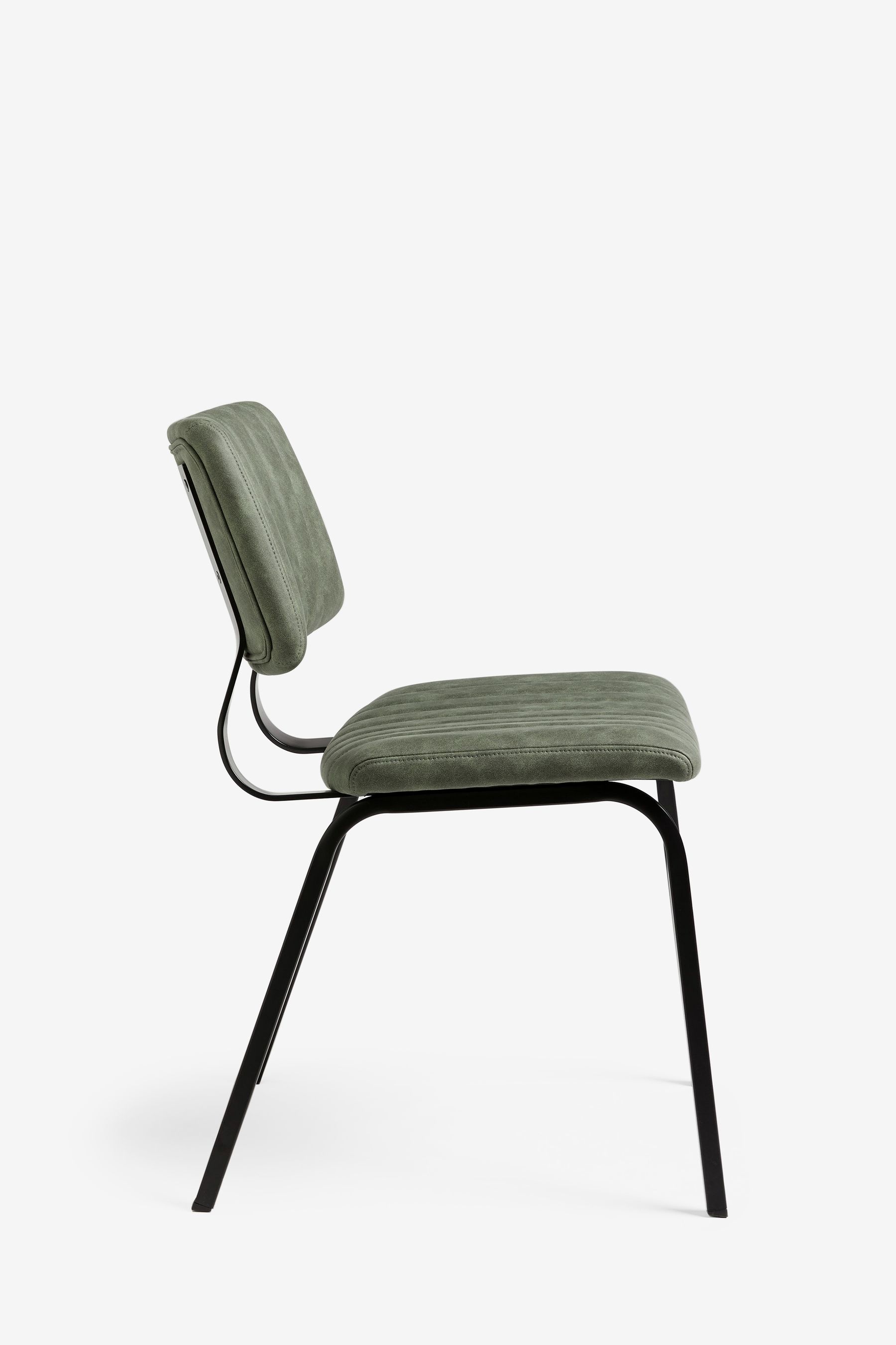 Set of 2 Arona Faux Leather Khaki Green Aiden Non Arm Dining Chairs