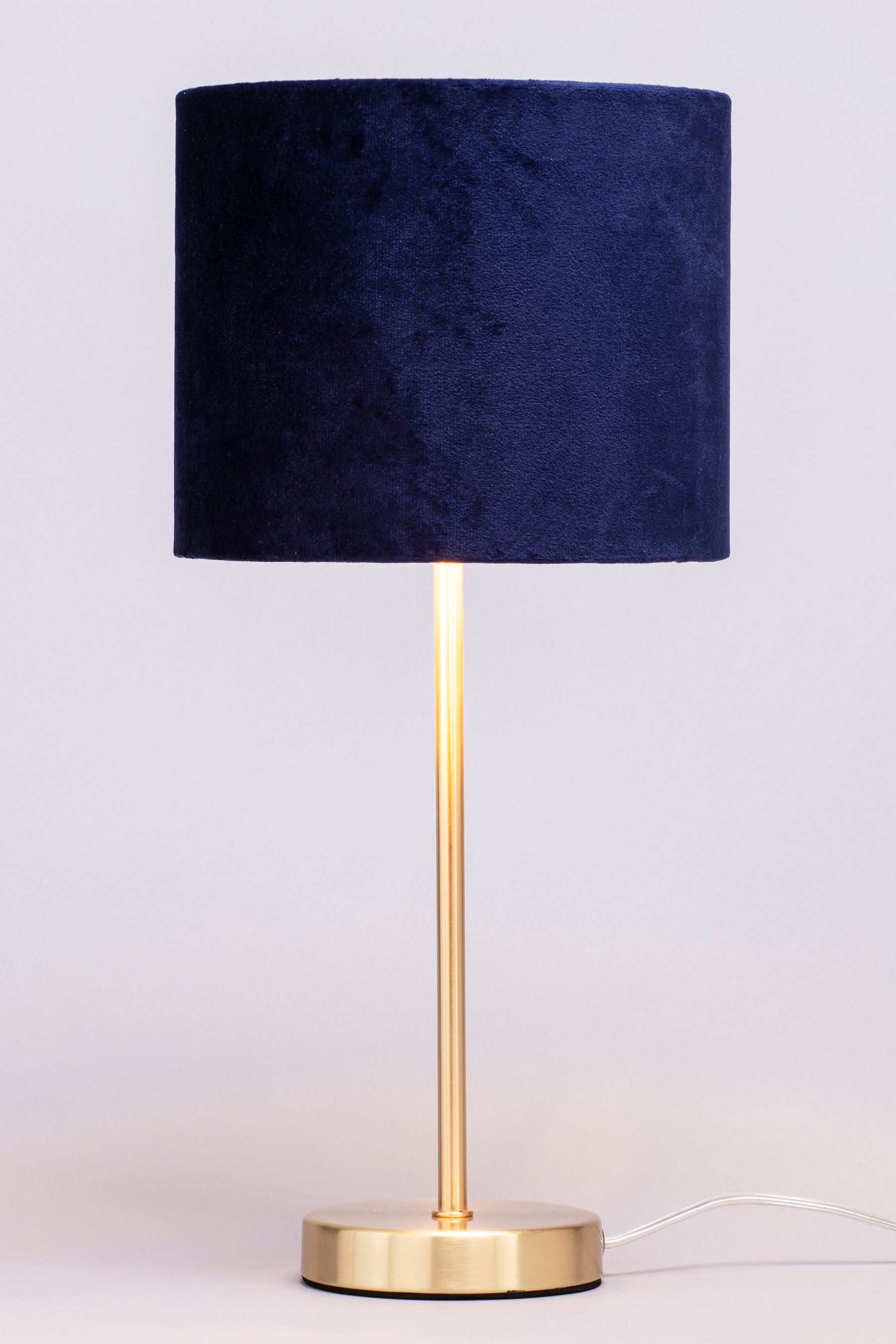 Navy velvet shop table lamp