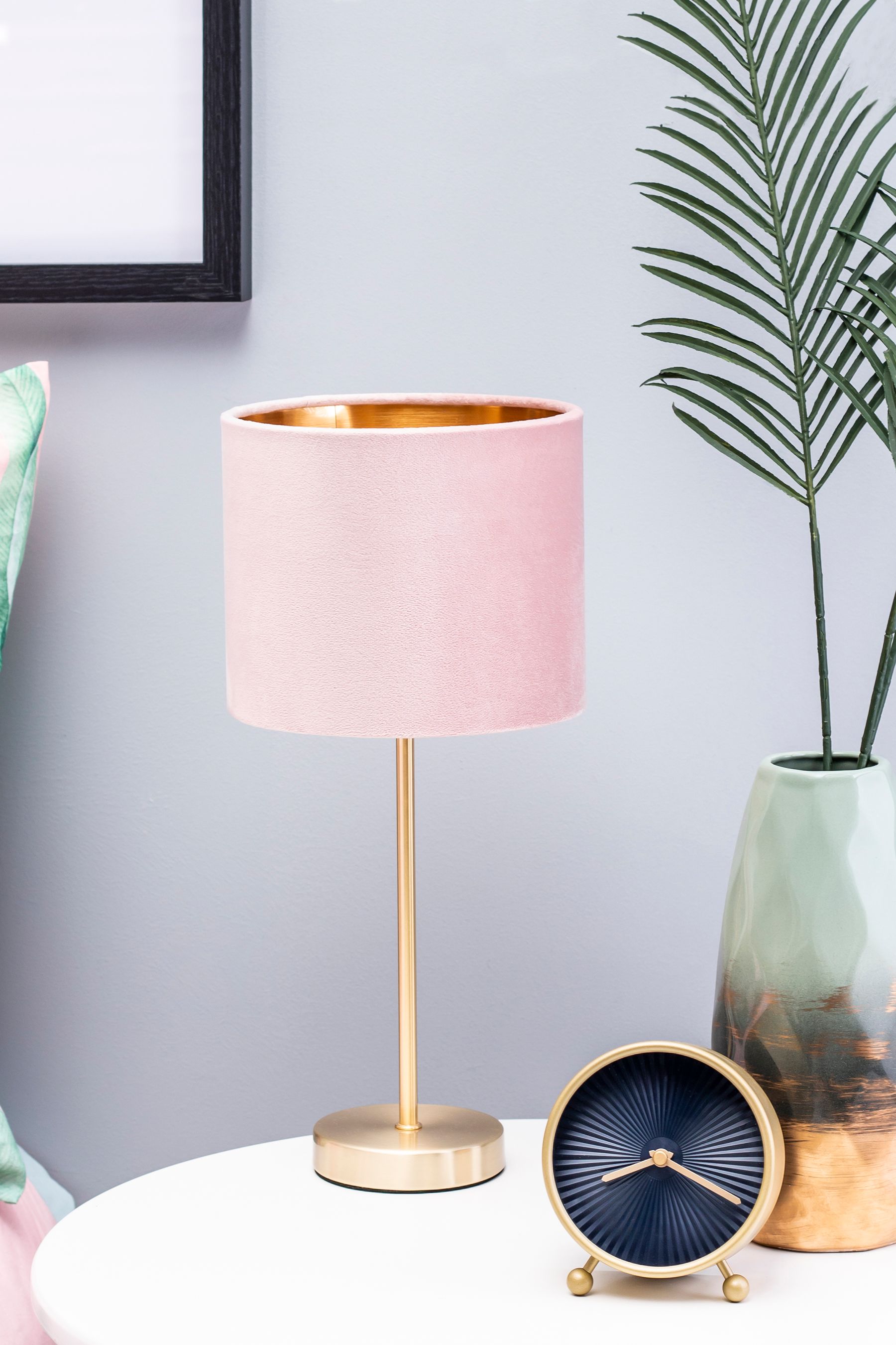 BHS Pink Velvet Table Lamp
