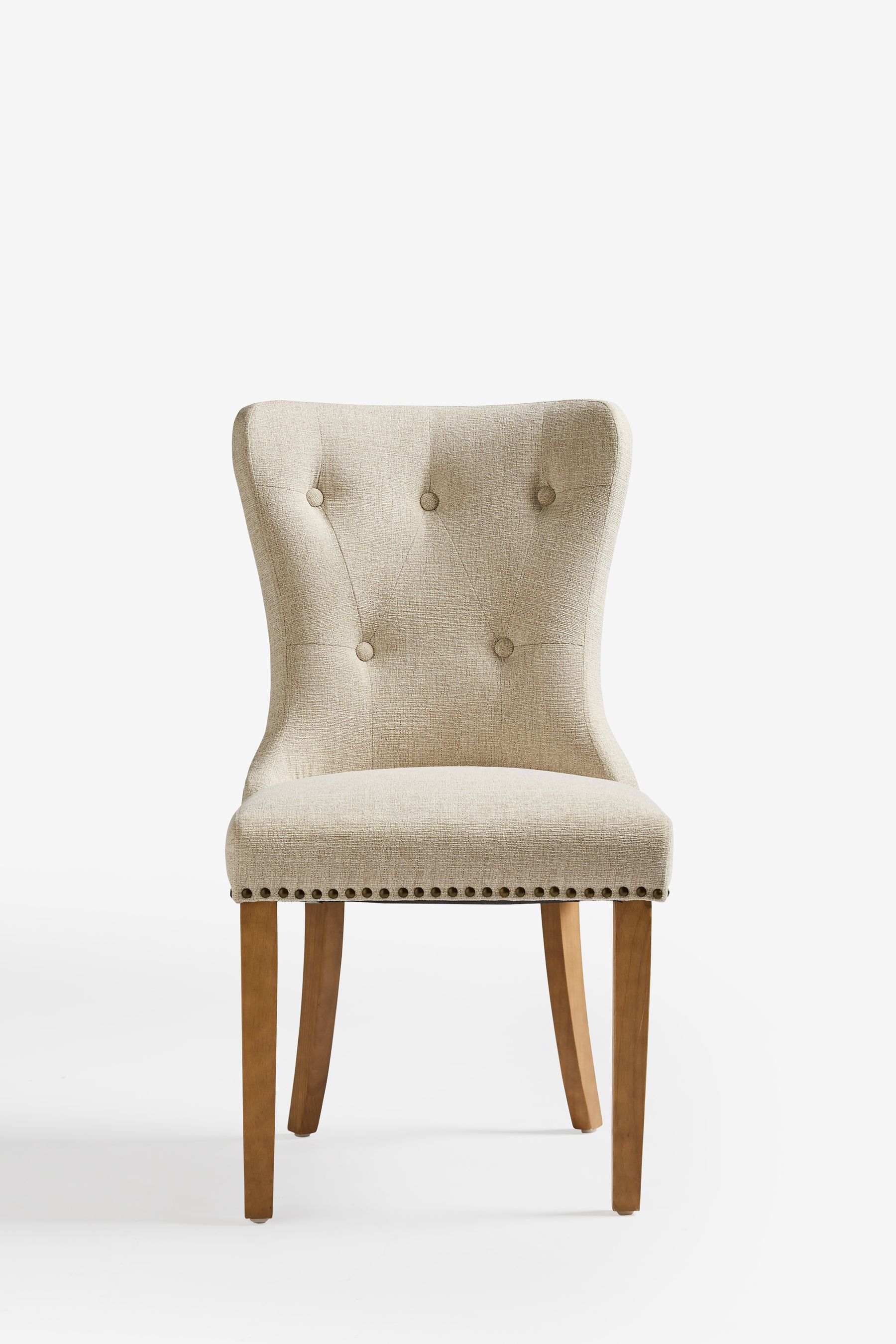 Cream dining chairs with oak shop legs