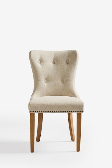 Tweedy Plain Light Natural Blair Oak Effect Leg Dining Chairs Set of 2