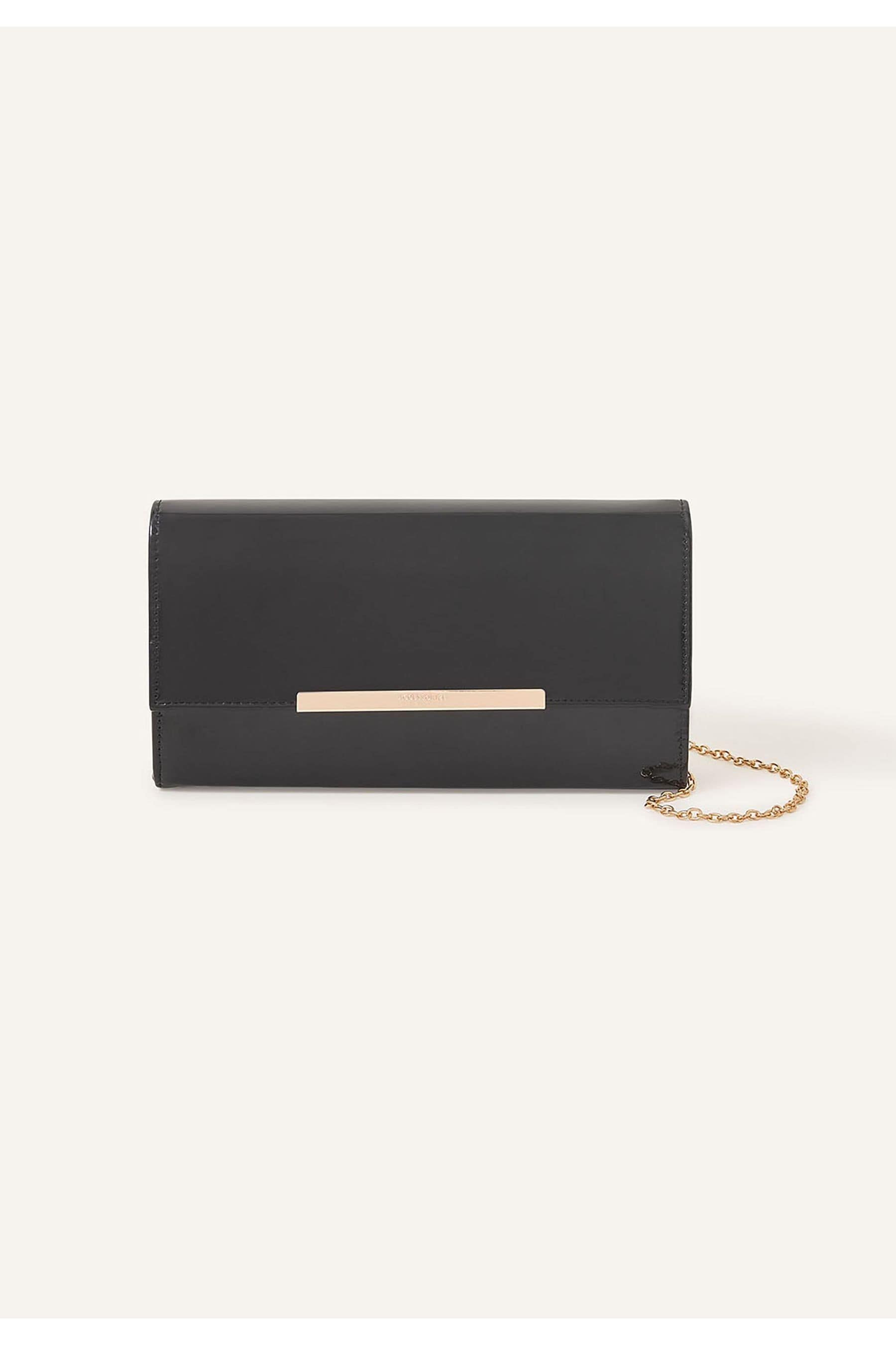 Black patent store clutch bag uk