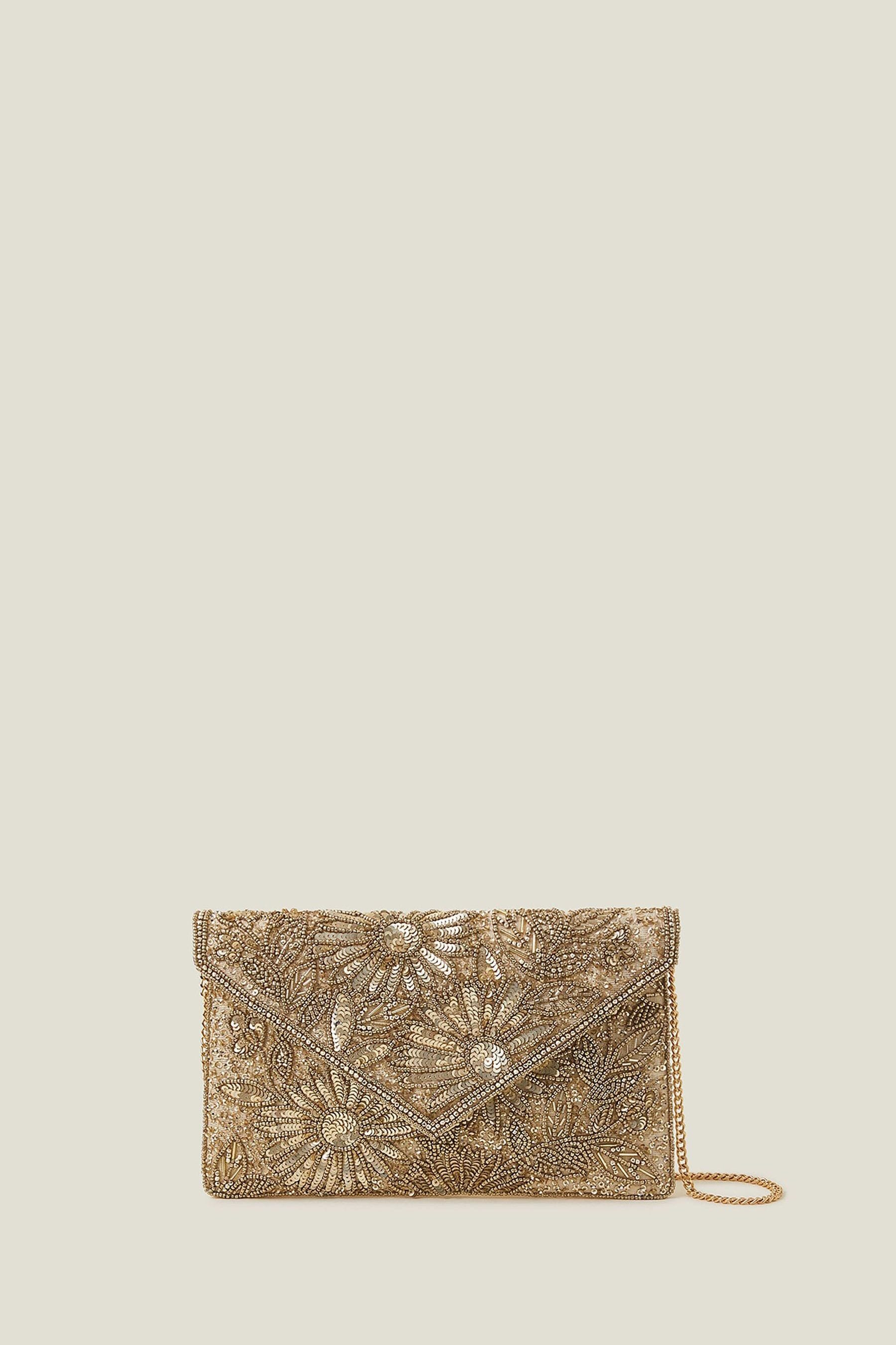 Next gold cheap clutch bag