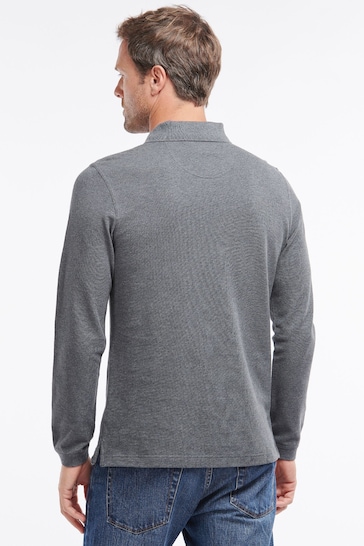 Barbour® Charcoal Grey Essential Long Sleeve Sports Polo Shirt