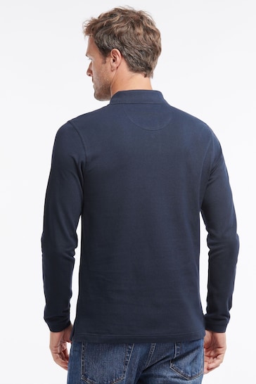 Barbour® Navy Essential Long Sleeve Sports Polo Shirt