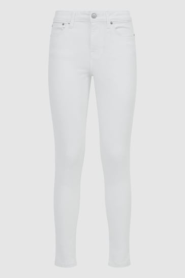 Reiss White Lux Mid Rise Skinny Jeans